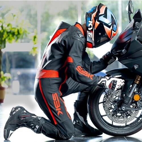 HEROBIKER Motorcycle Siamese Jersey Locomotive Men Leather Racing Suit Professional Leather Training Elasticity Competition Suit