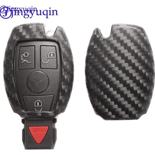 Jingyuqin Carbon Men Car Key Bag Case For Mercedes Benz BGA AMG W203 W210 W211 W124 W202 W204 W205 W212 W176 Smart Key