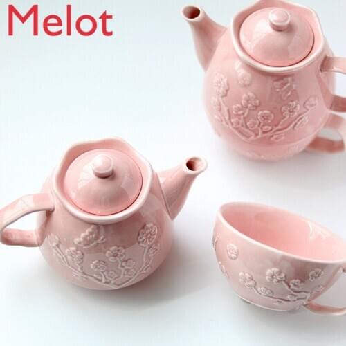 Chinese Plum Blossom Ceramic Teapot Sets High Temperature Porcelain Household Afternoon Tea Flower Tea Teapot Set