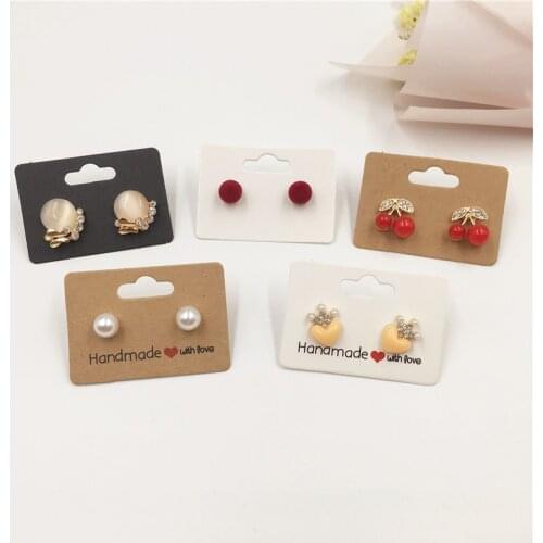 100pcs 3.5x5cm Classic Earrings Necklaces Display Cards Kraft Paper Ear Studs Card Hang Tag Card For DIY Jewelry Display Tools