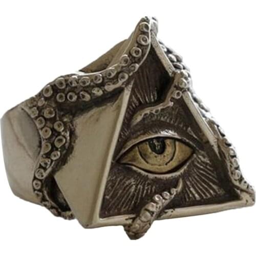 Classic Eye Of Horus Unique Personality Triangle Color Rings Exaggeration Octopus Tentacles Anniversary Holiday Gifts Jewelery