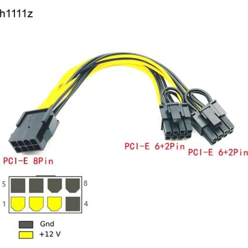 PCI-E 8-pin To 8 Dual 6+2 Pin ( 6-pin / 8-pin ) Power Splitter Cable Graphic Card PCIE PCI Express 8Pin To Dual 8Pin Power Cable