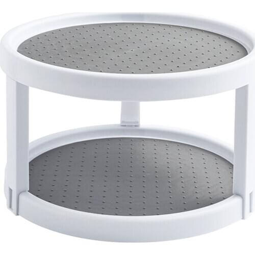 Kitchen Organizer Seasoning Cans Shelf Bottles Pepper Shakers Storage Two Layer Non-Skid Pantry Cabinet Lazy Susan Turntable