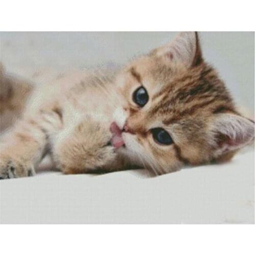 Lovely Cat Animal DIY Embroidery Cross Stitch 11CT Kits Needlework Craft Set Printed Canvas Cotton Thread Home Design