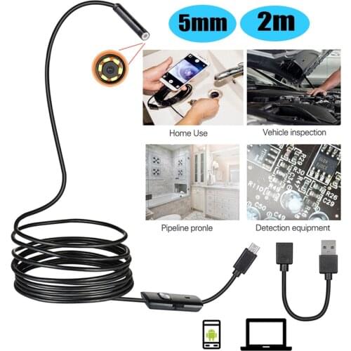 Mini Usb Endoscope 5mm 2m Android Endoscope Camera IP67 Waterproof Support OTG&UVC Smartphone HD Soft For Car/PCB Detect