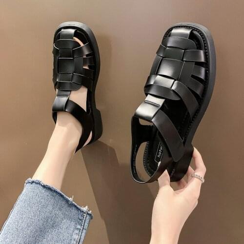 Fashion Womens Shoes 2021 Female Sandal Clogs With Heel Breathable Round Toe All-Match Luxury Girls Multicolored Retro Thick Low