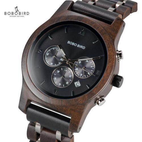 BOBO BIRD Luxury Watch Men Metal Wooden Chronograph Mans Quartz Wristwatch Male Auto Date Clock Armbanduhr Custom Logo Dropship