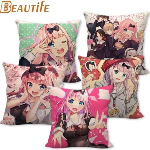 Custom Kaguya-sama：Love Is War Anime Pillowcase 45X45cm Wedding Decorative Eco-Friendly Cotton Linen Fabric Pillow Case
