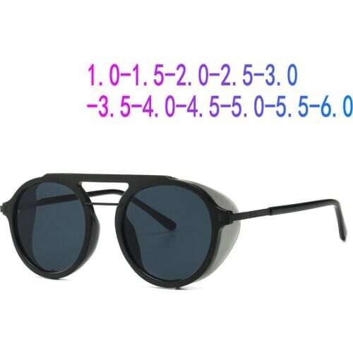 New punk round Alloy men women polarized sun glasses polarized sunglasses finished Myopia Minus Prescription Lens -1 to -6 FML