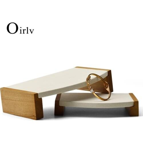 Oirlv 2 Pieces /set Wooden bracelet bangle Pendant Ring display stand with microfiber multifunctional jewelry Holder Showcase