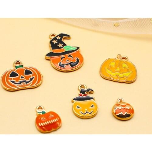 New 60 pcs Cartoon Halloween pumpkin Charm Pendants DIY Jewelry Making Wholesale