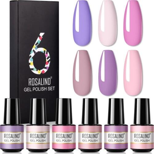 ROSALIND Gel Nail Polish Set For Manicure 6PCS Neon Gel Varnishes Kit 7ml Semi Permanent Soak Off UV Hybrid Lacquer Nail Art