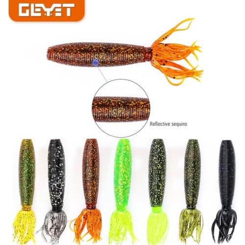 4Pcs/lot ika fishing lures silicone squid lures 90mm 10g Long Tail Spiral Artificial bait black bass eel Wobblers Leurre Souple