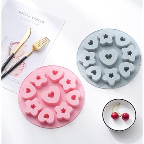 Silicone 9 with love doughnut mold cake mold love five pointed star baking mold baby supplementary food box