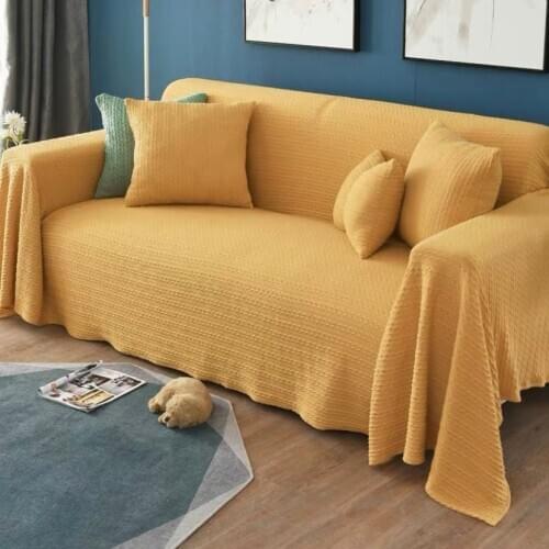 Modern Yellow Throw Blanket Sofa Cobertor Hanging Tapestry for Sofa Bed Plane Travel Blankets Knitting Nordic Solid Color
