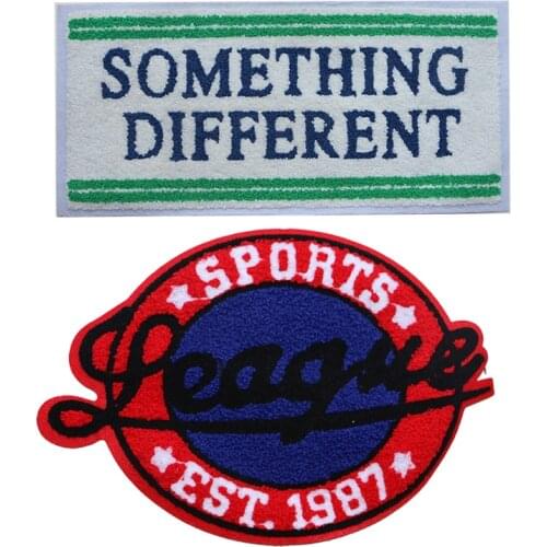 Sports Decorative Patch Slogan rectangle letters icon Towel Embroidered Applique Patches For DIY Iron on Badges on clothes