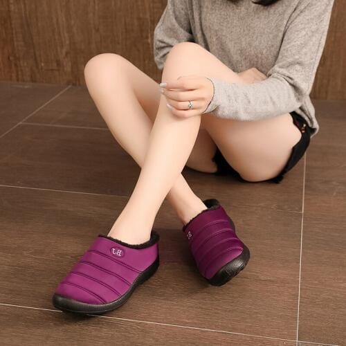 Women Cotton Slippers Winter Warm Home Shoes Woman Waterproof Comfortable Thick Plush Footwear Slip on Loafers Big Size 35-43