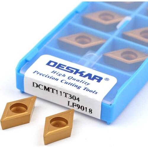 10Pcs DCMT11T304 DCMT11T308 LF9018 CNC lathe Rhombus Knives Turning tools Machining Carbide Insert Wear-resistant High Quality