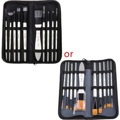 10pcs/set Paint Brushes Nylon Hair Watercolor Gouache Paintbrushes with Storage Case for Cloth Painting Tools G88D