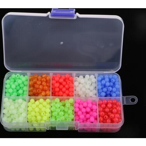 1000 Pieces Round Luminous Fishing Beads Glow in Dark Lure Float Floating Tackles Multicolor Fishing Baits for Fishing