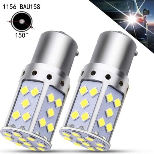 2Pcs 1156 PY21W BAU15S 3030 35SMD LED Car Bulbs Wide Voltage 12V 24V For Reversing Reverse Lights, Turn Signal Lights
