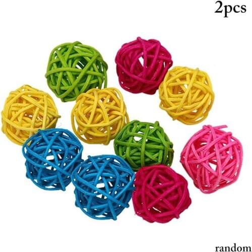 2PCS Cat Rattan Ball Bell Sound Bell Ball Toys For Kitten Interactive Pet Play Ball Pet Training Toy