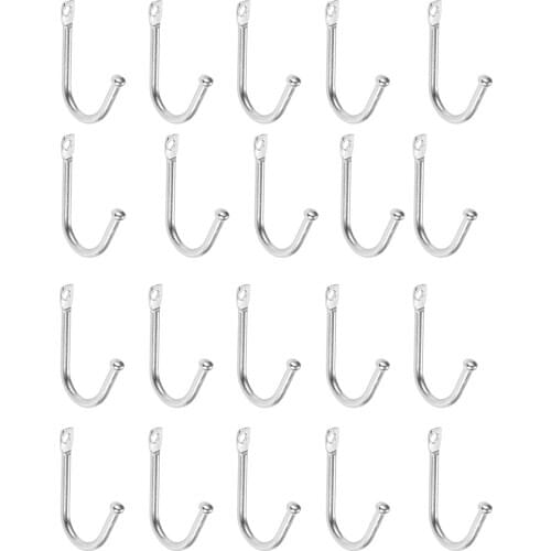 20Pcs 34*24mm Zinc Alloy Small Wall Hooks Kitchen Bathroom Door Coat Hook Hanger Towel Clothes Handbag Hanger Hooks & 20 Screws