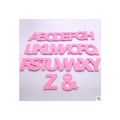 200pcs/lot 6x6.6cm PVC Foam Board Wall Stickers Auto-stick Pink Majuscule 26 English Letters Background Decorative Paper HA531