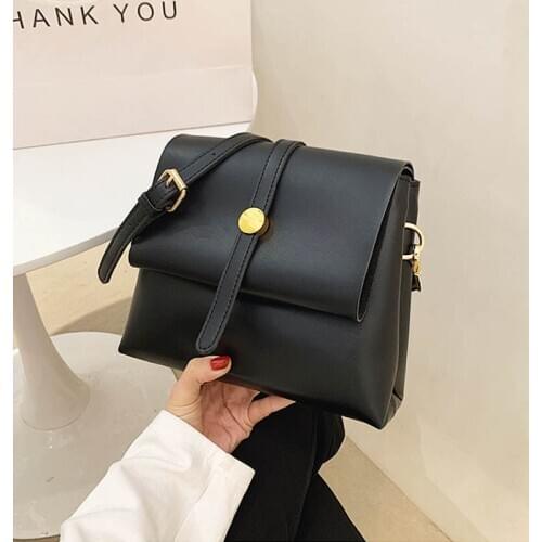 2021 Vintage Women Bags Solid Color Bucket Bag PU Leather Adjustable Shoulder Strap Crossbody Pouch Fashion Female Handbag