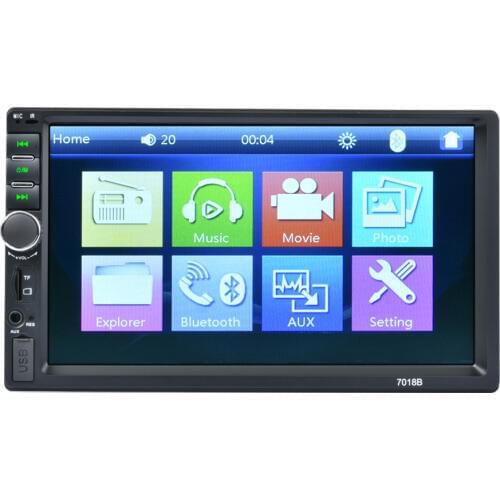 2Din 7018B MP3 MP5 Player FM Car Radio Stereo Audio Music USB Digital Bluetooth In Dash Slot AUX Input