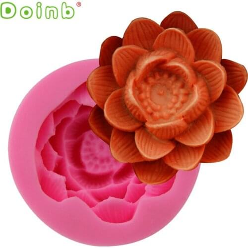 3D Lotus Flower Candle Moulds Sugarcraft Cake Decorating Fondant Chocolate Molds Cupcake Silicone Soap Mold