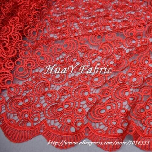 5 yards120CM Width Red African cord lace lastest guipure lace fabric Vintage embroidery Guipure Lace for Wedding Dress