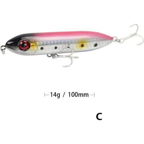 9 Colors 9.6cm/12.2g Artificial Minnow Topwater Pencil Plastic Hard Bait Diving Depth 0.5-2M Swimbait Fishing Lure