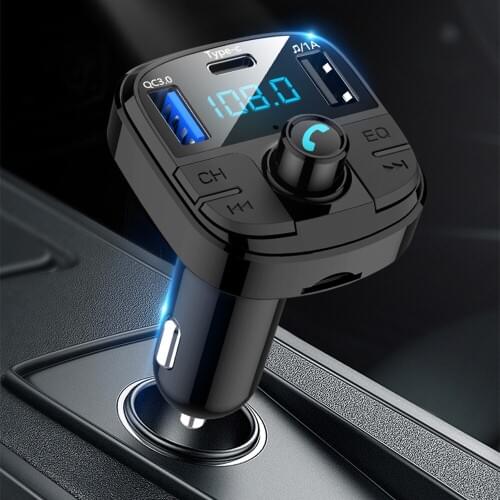 FM Transmitter Auto Bluetooth 5.0 Speaker Car Kit MP3 Player Rapid Charging QC3.0 Modulator Car Charger Double USB Stable Auto