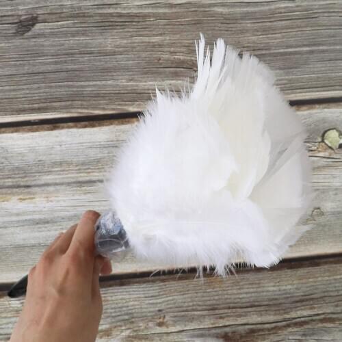 White Long handle dust brush for household and domestic cleaning Turkish soft feathers, used for furniture office car cleaning