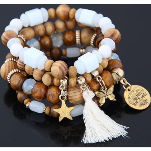 YADA Fashion Gold Star Bracelets&Bangles For Women Tassel Bracelets Charm Crystal Jewelry Multi-layer Beads Bracelet BT210007