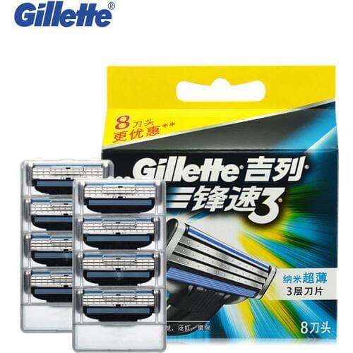 Gillette Mach 3 Razor Blades For Men Shaving Original Brand Shavor Blades To Shave With 8 Blades/pack