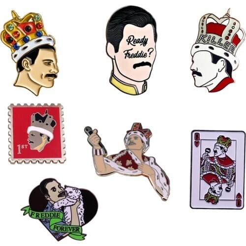 Freddie Mercury the Rock Band Queen Music Lovers Enamel Brooch Pins Badge Lapel Pins Alloy Metal Fashion Jewelry