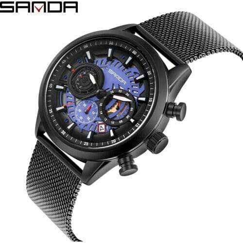 Fashion Sanda Top Brand Luxury Mens Watch 30m Waterproof Date Clock Male Sport Watch Men Quartz Casual Wrist Relogio Masculino