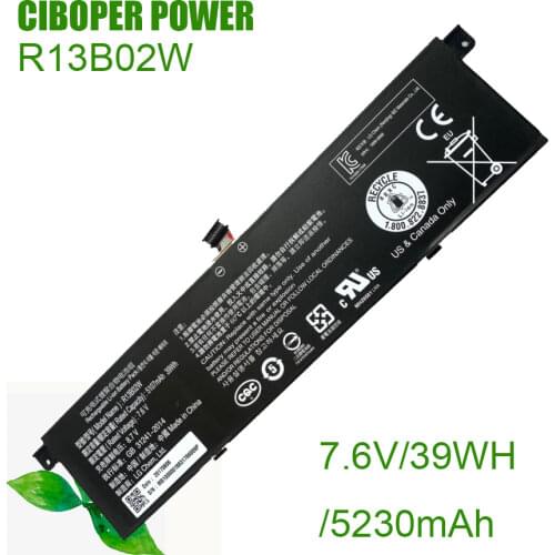 7.6V 39Wh 5107mAh New R13B01W R13B02W Laptop Battery For Air 13.3" Series Tablet PC 39WH