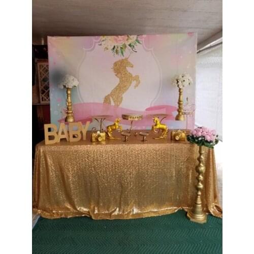 Birthday Party Backdrops Baby Shower Background Unicorn Pink Ribbon Personal Customize backdrop PA-008