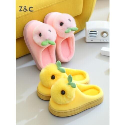 Childrens Cotton Slippersr Winter Boys Girls Plush Warm Anti-Slip Thick Bottoms Childrens Shoes Funny Slippers Baby Girl Shoes