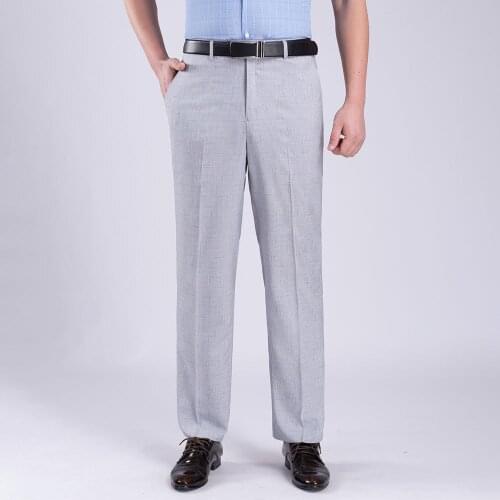 Long Suit Trousers Work Pants for Mens Big Size Men Formal Business Baggy Pants 29-44 Summer Male Stretch Office Thin Silk