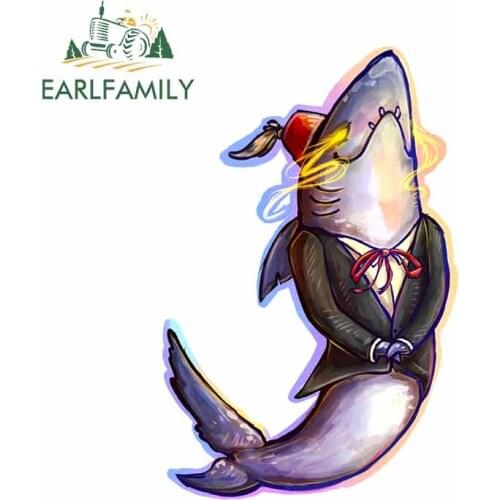 EARLFAMILY 13cm x 8.5cm For Shark Fine Decal Vinyl Material Car Stickers Bumper Decoration Scratch-Proof Custom Printing
