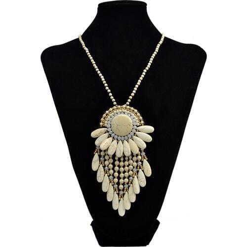 Ethnic Women Resin Beads Statement Necklace Charm Jewelry Bohemian Festival India style Turkish Jewelry Party Gift joyeria