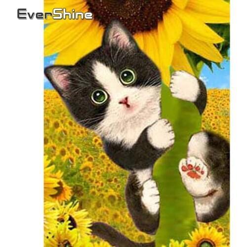 Evershine 5D DIY Diamond Painting Cat Rhinestone Picture Diamond Embroidery Sale Animal Cross Stitch Mosaic Home Decoration