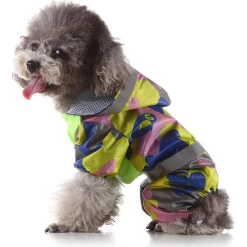 Camouflage Dog Raincoat Waterproof Dog Rain Jacket Outfit Outdoor Clothing Dog Cat Hooded Raincoat for Small Dogs