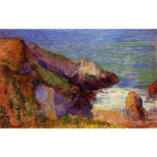 100% handmade Paul Gauguin Oil Painting Reproduction on Linen canvas,Rocks on the breton coast,Free DHL Shipping,Museum Quality