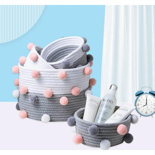 Cotton Rope Woven Storage Baskets Sundries Storage Box Desktop Cosmetic Containers Room Organizer Nordic Decorative Gifts
