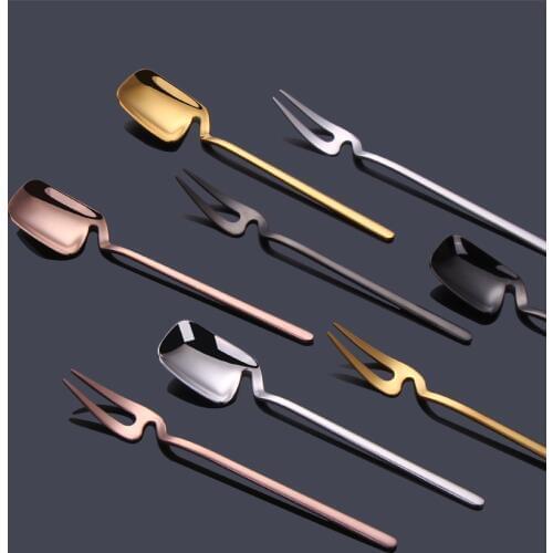 Stainless Steel Spoon Ice Cream Spoons Teaspoon Dessert Cake Coffee Stirring Scoop Fruit Forks Tableware Kitchen Hotel Supplies